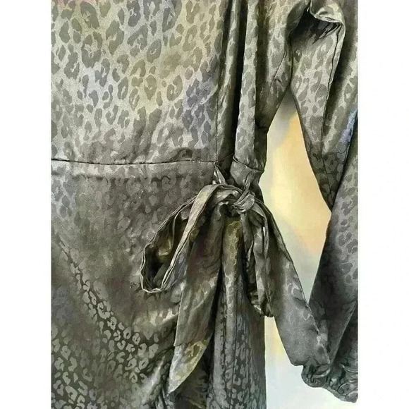 Women’s small Black Altar’d State leopard print Wrap Mini Dress Size Small - Picture 3 of 8
